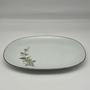 Noritake Soroya 6853 Oval Platter Light Green Daisy‎ Simple Floral Pattern